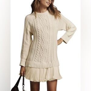Women's Cream Cable Knit Sweater Dress